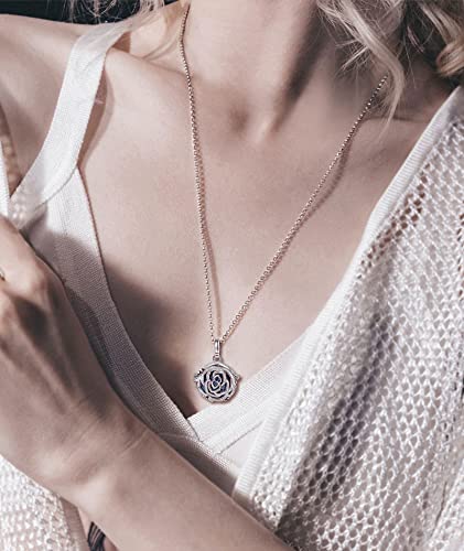 Infuseu Essential Oil Necklaces For Women Lava Rock Stone Aromatherapy Diffuser Jewelry Rose Flower Pendant Vintage Unique Gifts For Wife Grandma Girlfriend #TOP4