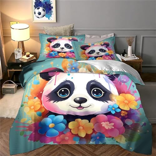 Housse de couette 135x200 panda mignon microfibre 3D respirante - 6