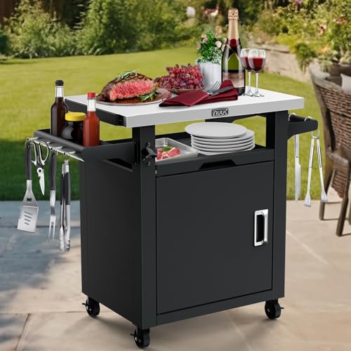 NUUK-Grill-Carts-Outdoor-with-Enclosed-Cabinet-and-Storage-Drawer-Portable-Patio-Bar-Cart-with-Wheels-Stainless-Steel-Kitchen-Storage-Island-20-x-30-Rolling-Prep-Station-for-BBQ-Deck-Backyard NUUK Grill Carts Outdoor with Enclosed Cabinet and Storage Drawer Portable Patio Bar Cart with Wheels Stainless Steel Kitchen Storage Island 20 x 30 Rolling Prep Station for BBQ Deck Backyard