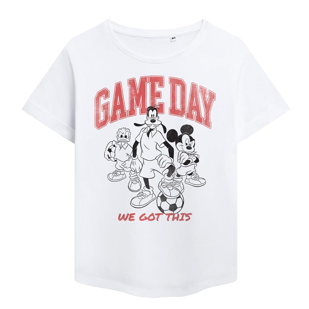 Disney Mickey Friends Game Day Ladies Fashion T Shirt, White, XX-Large
