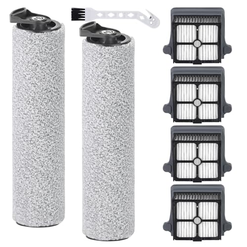 Image of Roller Brush and Filters Replacement Parts for Tineco Floor One S5 Steam /IFloor 5 Steam Cordless Wet Dry Vacuum Cleaner- 2 Roller Brushes + 4 HEPA Filters + 1 Cleaning Brush (7 Pcs)