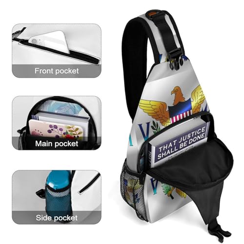 Women's Fashion Chest Bag, Travel Shoulder Pack, Flag of Virgin Islands Small Cross Body Sling Bag4