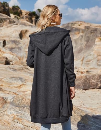 Zeagoo Women's Zip Up Hoodies Oversized Fleece Long Tunic Sweatshirts Casual Long Sleeve 2024 Fall Hoodie Jacket Coat