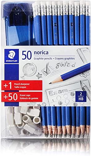 Crayon graphite HB2 Staedtler Norica lot de 50 crayons de papier avec capuchons gommes
