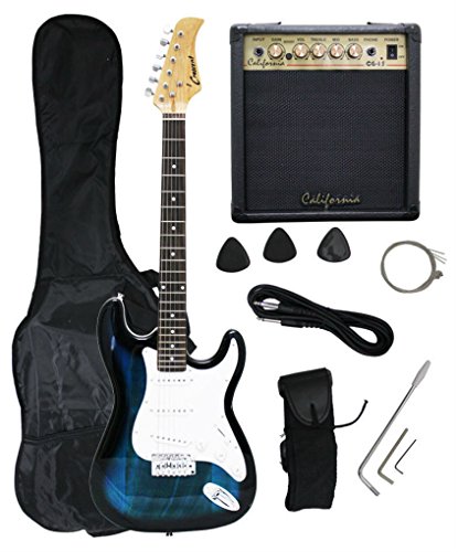 Crescent Blueburst Electric Guitar + 15w AMP Combo + FREE E-tuner