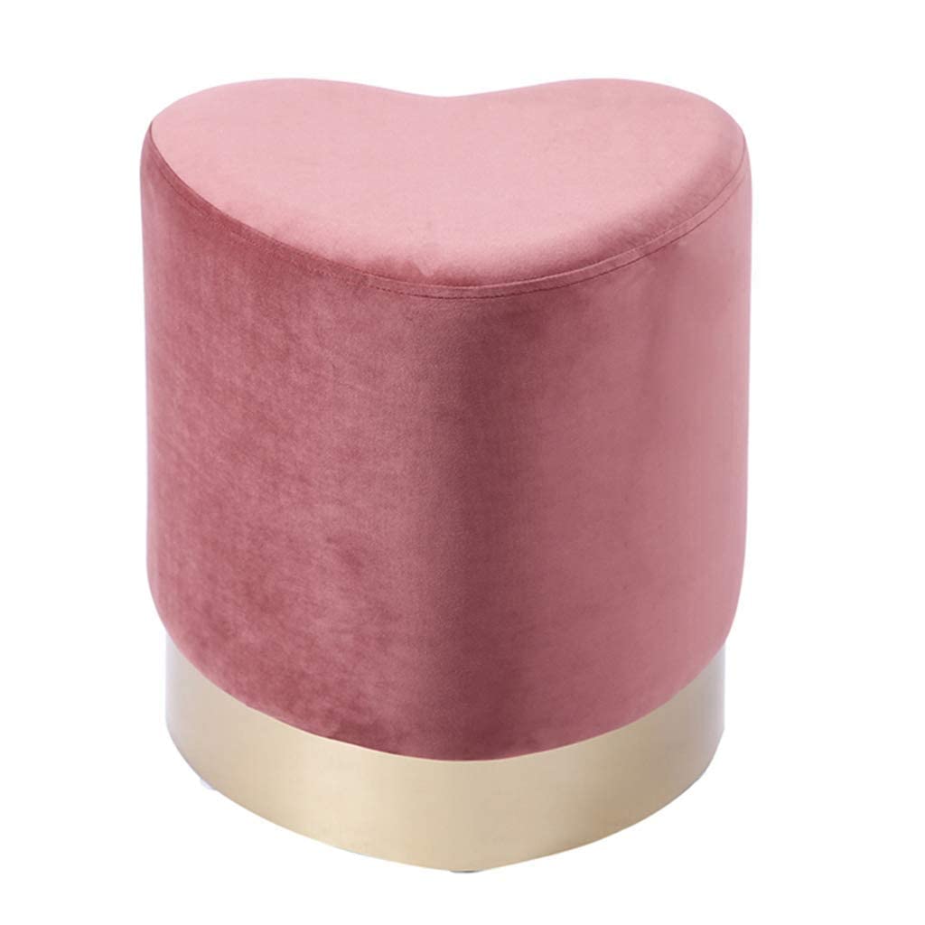 Tabouret à thé rose en tissu et pouf de salon multifonctionnel