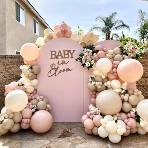 AobkDeco Boho Dusty Pink Balloon Arch Garland Kit - 151pcs Dusty Pink, White Sand, and Ivory White Balloons for Unisex Adults Party Decoration Cover
