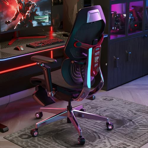 ES2T Computer Desk Gaming Chair with 2-Piece Protrusion Adjustable Lumbar Support Trackmaster 6D Armrest Height Adjustable with 2D Leather Headrest 136° Tilt for Office and Gaming - Image 6