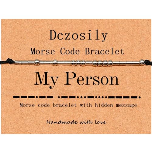 Dczosily Morse Code Bracelets for Women Inspirational Jewelry Encouragement Gifts for Best Friend Funny Birthday Gifts Stainless Steel Bracelet (My Person)