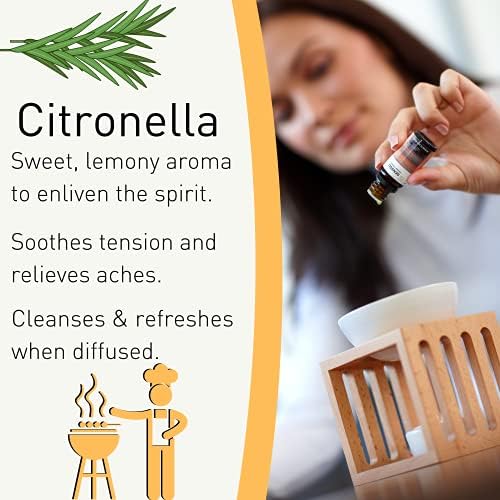 SENSOLI Citronella Essential Oil 10ml - Pure and Natural Essential Oil for Aromatherapy and Diffusers