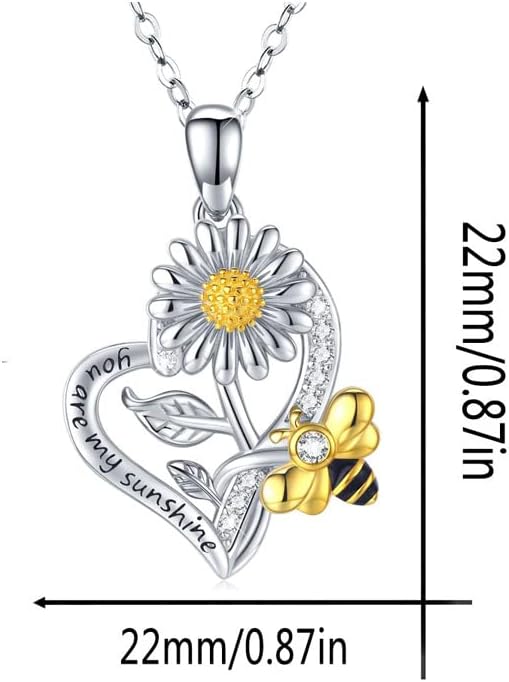 Yocoyee You Are My Sunshine Sunflower Pendant Necklace Daisy Flower Bee Necklace Lovely Jewelry for Women Gift - Image 6