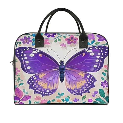 Maletín ligero morado para portátil con mariposa miniatura 3