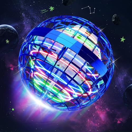 TOMZON Bolas Voladoras Juguetes, Bola Mágica, Spinner Hoverball Boomerang Flying Orb Ball, Mini Drone para Niños, LED Luz, 15 Minutos Vuelo, Voltear 3D USB Mini Dron, Regalo para Niños y Niñas