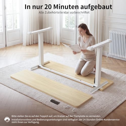WALKINGDESK Höhenverstellbarer Schreibtisch 120 x 60 cm, Eiche – Ansicht 9