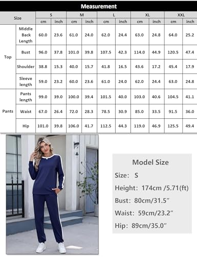 Image of Marvmys Women Long Sleeve Tracksuits Fashion 2 Piece Lounge Set Travel Outfits Jogger Set