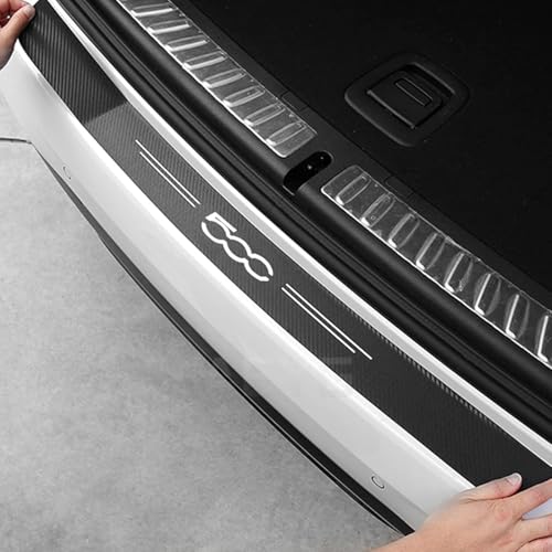 Auto Ladekantenschutz Stoßstangenschutz für FI-at 500 500C 500L 500X Kohlefaser Heck Rear Bumper Aufkleber Styling Kofferraumwanne Kantenschutz ZubehöR Black