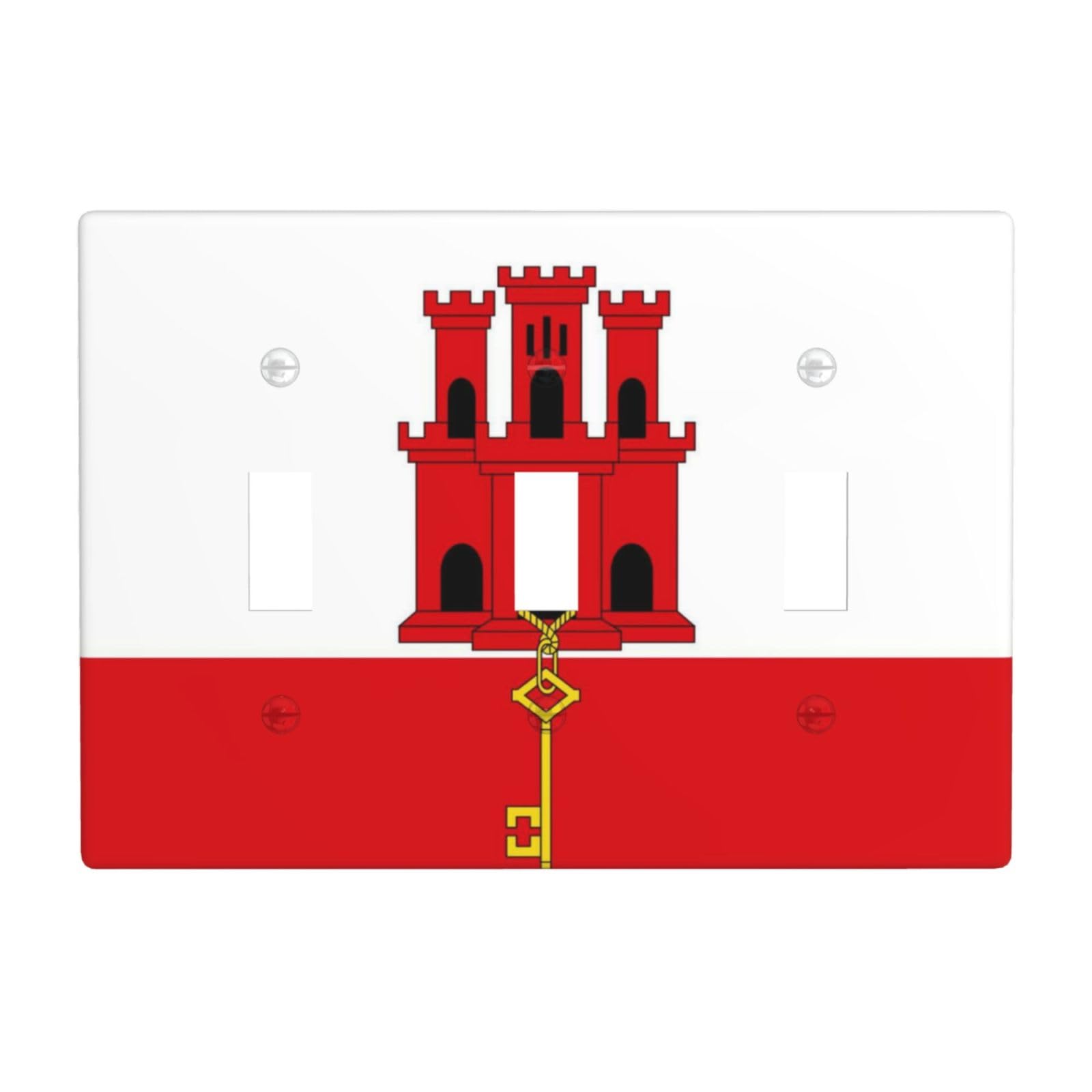Flag of Gibraltar 3 Gang Switch Plate Cover-Unbreakable Polycarbonate Wall Plate, Heat Resistant Toggle Switch Decor for Home