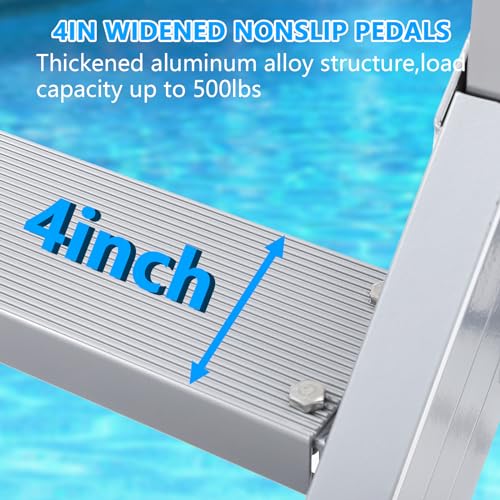 Aluminum Dock Ladder - 500Lbs Capacity, 6-Tier Anti-Slip Steps, Quick-Release Buckle, Wide Step & Nonslip Tread, Ergonomic Design - Boat Ladder for Marina, Pool & Waterfront Access - Thumbnail 3