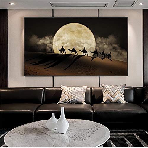 Carteles e impresiones de paisajes de desierto con luna en lienzo de pared vertical de 40x80