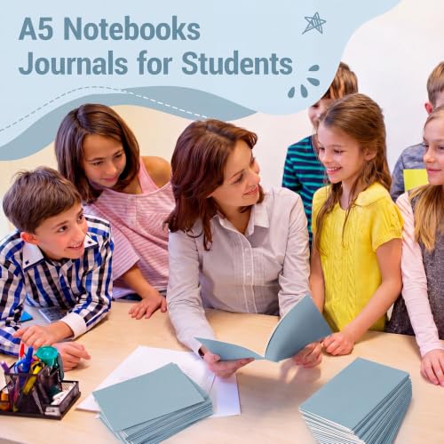 Image of Mimorou 100 Pcs A5 Journals Notebooks Bulk,Lake Blue,Lined | Kraft Softcover Small Notebooks 5.5 Inch x 8.3 Inch Notepads with 60 Page 30 Sheet for Writing Sketch Travel Office Supplies