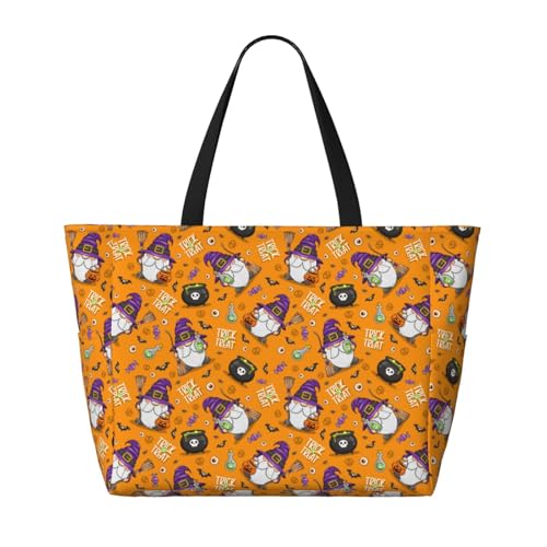 Halloween Witches Gnome Print Beach Pool Bags Tote For Women Ladies Large Gym Tote Carry On Bag For Weekender Travel Waterproof2