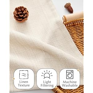 Jinchan half kitchen curtains 36 inch linen textured casual weave cafe tier curtains for living room bathroom farmhouse country light filtering drapes for small windows grommet top 2 panels beige  urban country home decor