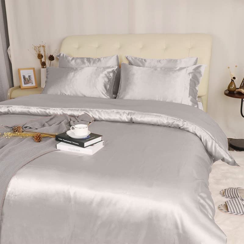 Juego de sábanas de satén de seda de 4 piezas, sábanas de seda pura, sábana bajera de satén de seda, fundas de almohada de satén de seda, ropa de cama de alta calidad, juego de sábanas de