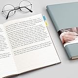 EMSHOI B5 Notebook Lined Journal, 204 Numbered Pages, Extra Large Softcover Note Book with Sticky Notes, 100gsm Thick Paper, Vegan Leather Notepad for Writing, 19 x 25 cm, GrayBlue - Image 2