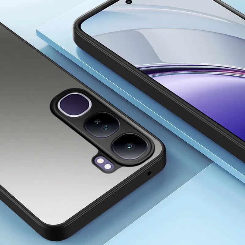 Image of REALCASE Back Cover Case for Vivo Y300 5G / Vivo V40 Lite 5G | Slim Fit Hard PC Back & Soft TPU Bumper | Protective Shockproof Case for Vivo Y300 5G / Vivo V40 Lite 5G (Black+Clear)