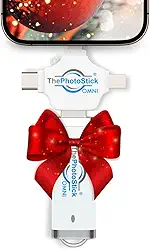 ThePhotoStick Cartão de memória Omni de 32 GB e pen drive USB – Backup de foto e vídeo para iPhone, Android, Mac e PC – Conexão multiporta para armazenar e transferir arquivos facilmente