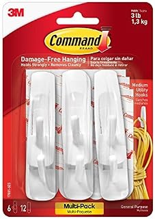 Command Utility Hooks Value Pack, Medium, White, 6-Hook, by Command