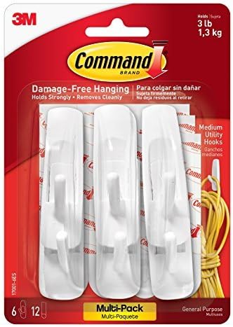 Command Utility Hooks Value Pack, Medium, White, 6-Hook, by Command