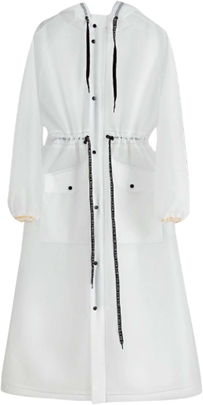 Generisch Long Hooded Raincoat, Wind Jacket, Outdoor Trench Coat, Lightweight Travel Jacket for Women, Versatile Leisure Companion with Casual Design