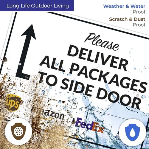 Image of Package Delivery Sign, Delivery Instructions All Package To Side Door Sign, 18x24 Inches, Rust Free .063 Aluminum, Fade Resistant, Made in USA by Sigo Signs