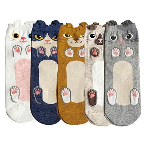 5 Pack Cute Novelty Socks Women's Cotton Thermal Warm Knitting Soft Breathable Socks Ladies Girls Lovely Cartoon Animal Novelty Xmas Stocking Filler Christmas Fantastic Gift Idea Cover