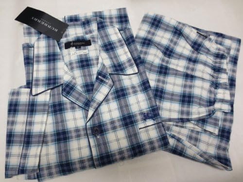 Amazon Burberry バーバリー パジャマ 紳士 メンズ 長袖 長ズボン M サイズ ネイビー チェック ホースマーク 刺繍 日本製 パジャマ 通販