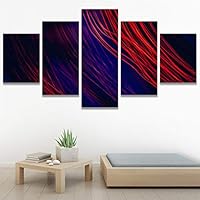 SIGNWIN 5 Panel Canvas Wall Art Modern Art Abstract Closeup Geometric Lights Mixed Media Modern Multicolor for Home Decorations Ready to Hang - 60