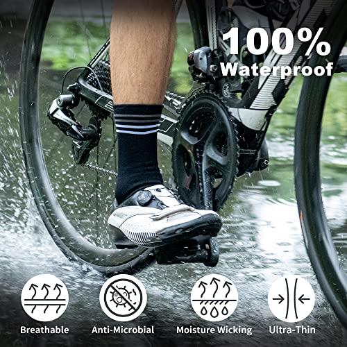 Drymile Urban Waterproof Socks, Extra Thin Breathable Waterproof Socks For Men & Women, Golf, Cycling, Running - Crew (M, Black/Pink) #TOP1