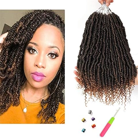 WIGENIUS 14 Inch Ombre Spring Twist Hair 6Packs/lot Pre-twisted Passion Twist Hair Pre Looped Senegalese Crochet Braids Curly End Bomb Twist Crochet Hair Extensions(T27) Cover