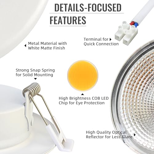 Wondlumi 6X LED Downlights for Ceiling 10W Ultra Slim Recessed Ceiling Lights Warm White 3000K - Image 4