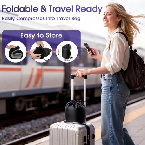 Image of CloudBliss Travel Pillow for Airplane, Memory Foam Neck Pillow for Travel, Compact Flight Pillow with Eye Mask, Earplugs, Carry Bag, Travel Neck Pillow for Long Flight Sleep, Plane Accessories, Black