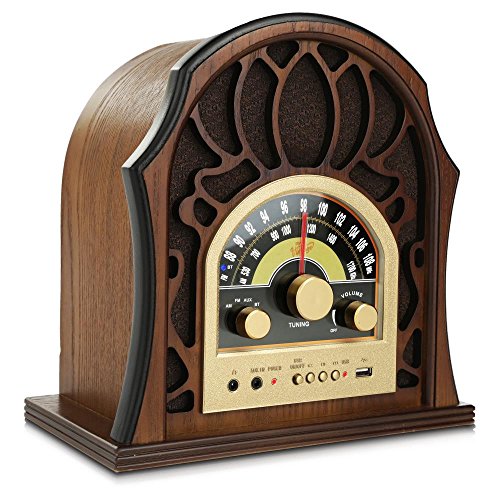 Pyle Retro Speaker Vintage Radio - Classic Style Stereo, Wireless Bluetooth Receiver Speakers