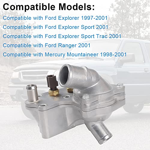 Image of Aluminum Coolant Thermostat Housing Compatible with 1997-2001 Ford Explorer | Compatible with 1998-2001 Mercury Mountaineer 2001 Explorer Sport Trac /Ranger 4.0L V6 Replacement for 902-204 2L2Z8592BA