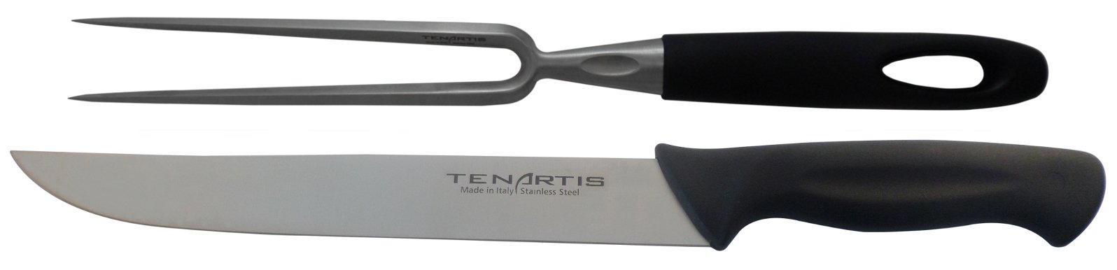 Tenartis 418 Set 2 pz per Barbecue e Arrosti: Coltello e Forchettone con Custodia in PVC - Made in Italy