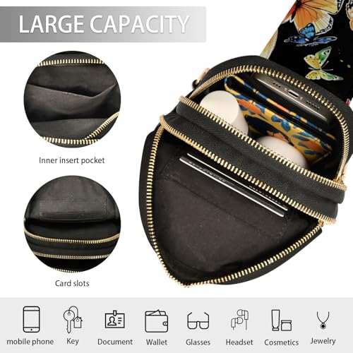 Butterfly Bag Small Sling Bag for Women Butterflies Black Leather Crossbody Bags Chest Bag Waist Packs4