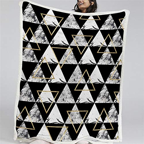 Blanket Marmordecke Geometrische Sherpa Decke Gold Grau-Bett-Sofa-Decke Weiche Bettwäsche 3D Animal (Color : 1, Size : 130cmx150cm)
