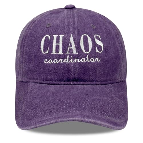 SoGoNati Chaos Coordinator Baseball Cap - Adjustable Embroidered Cotton Hat for Men Women Funny Gift Idea for Teachers Nurses Parents Dad Mom - Purple