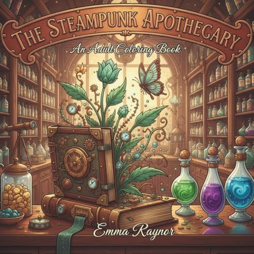 The Steampunk Apothecary: An Adult Coloring Book for Stress Relief and Relaxation Featuring Intricate Steampunk Designs of Whimsical Apothecaries, Magical Potions, and Clockwork Wonders.