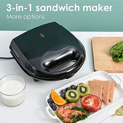 Vcj Sandwich Maker Waffle Maker 3-In-1 800W Panini Press With Detachable Non-Stick Plates, Led Indicator Light, Cool Touch Handle, Compact And Portable #TOP1