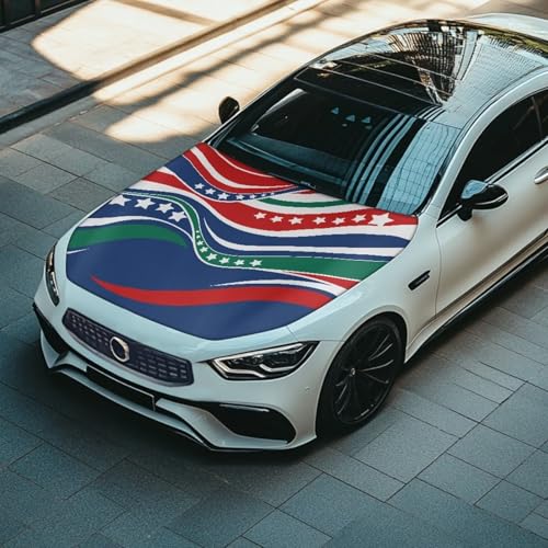 Image of Hood Cover Protector for Compact SUV Trucks Sedans, 59x39 Inch Stretchable American Flag Car Hood Flag,All-Season Protection for Cars Decor